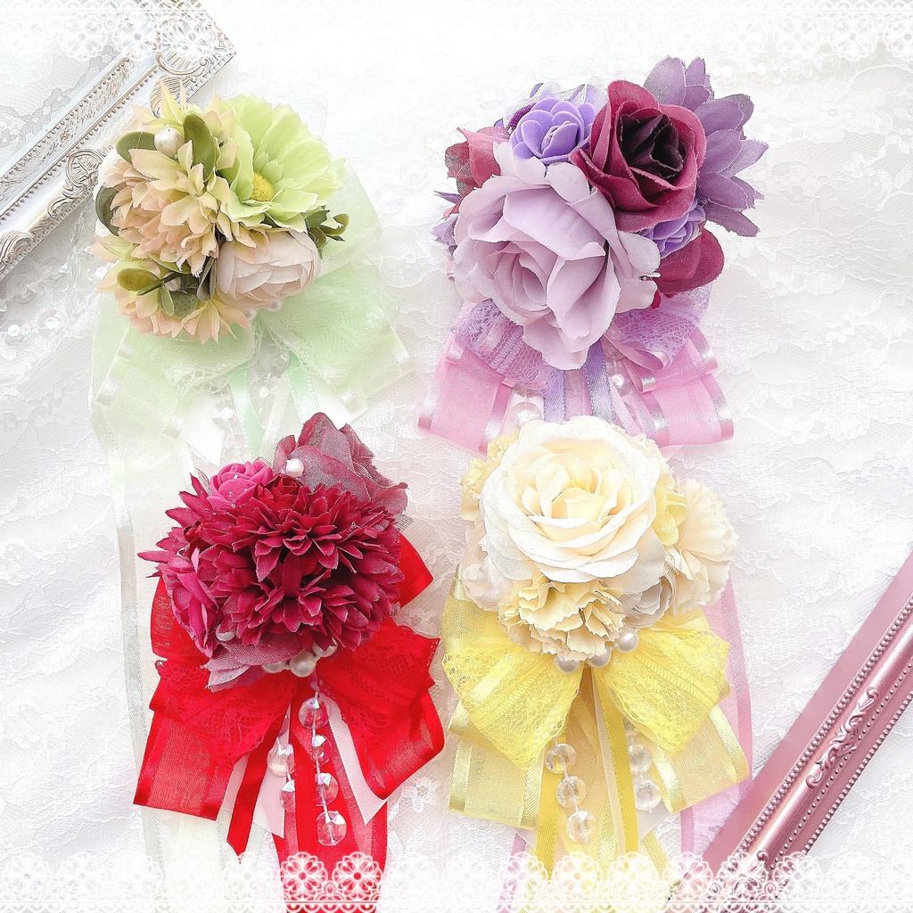 花束風 フラワーブーケ キンブレリボン ペンラリボン 紫 パープル 💜