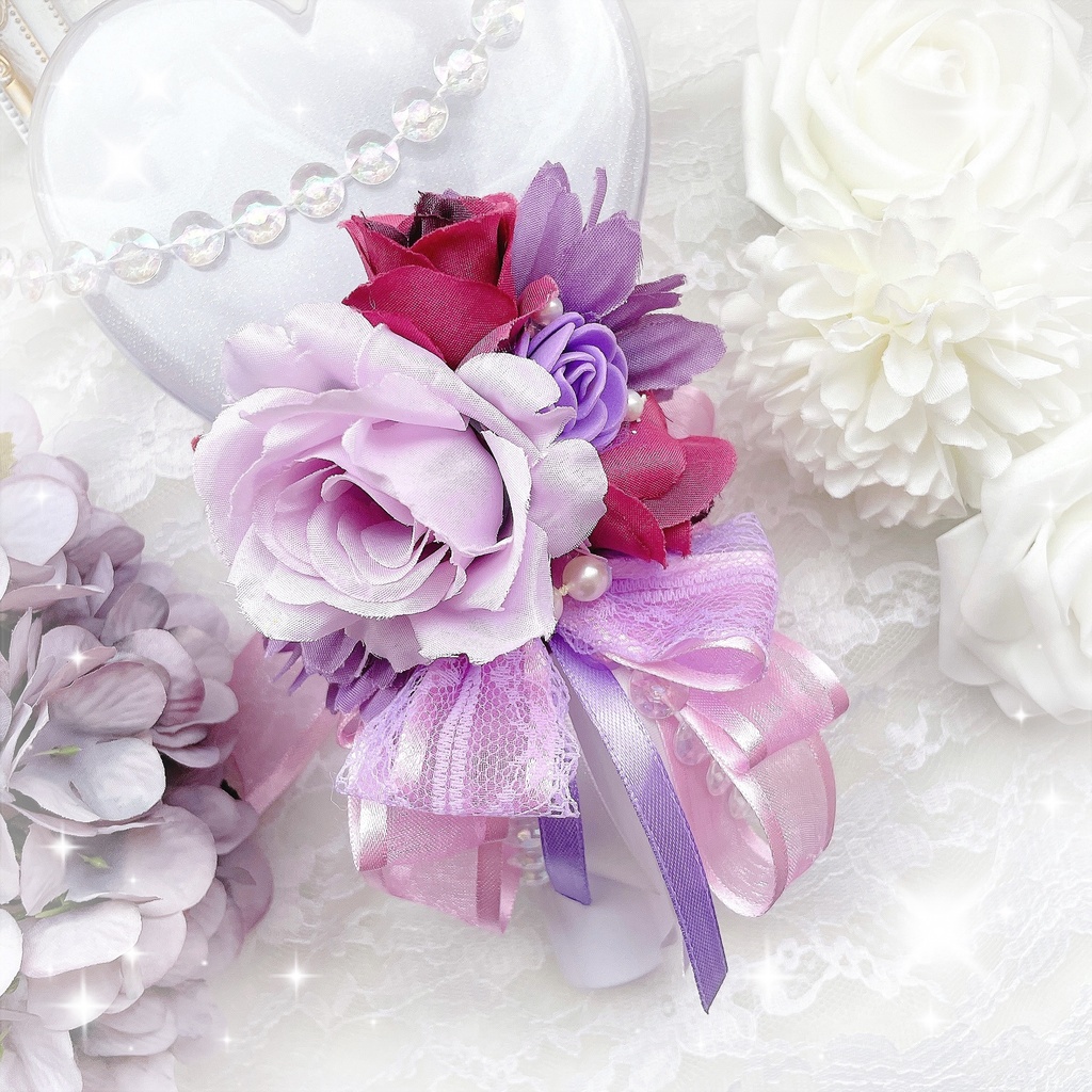 花束風 フラワーブーケ キンブレリボン ペンラリボン 紫 パープル 💜