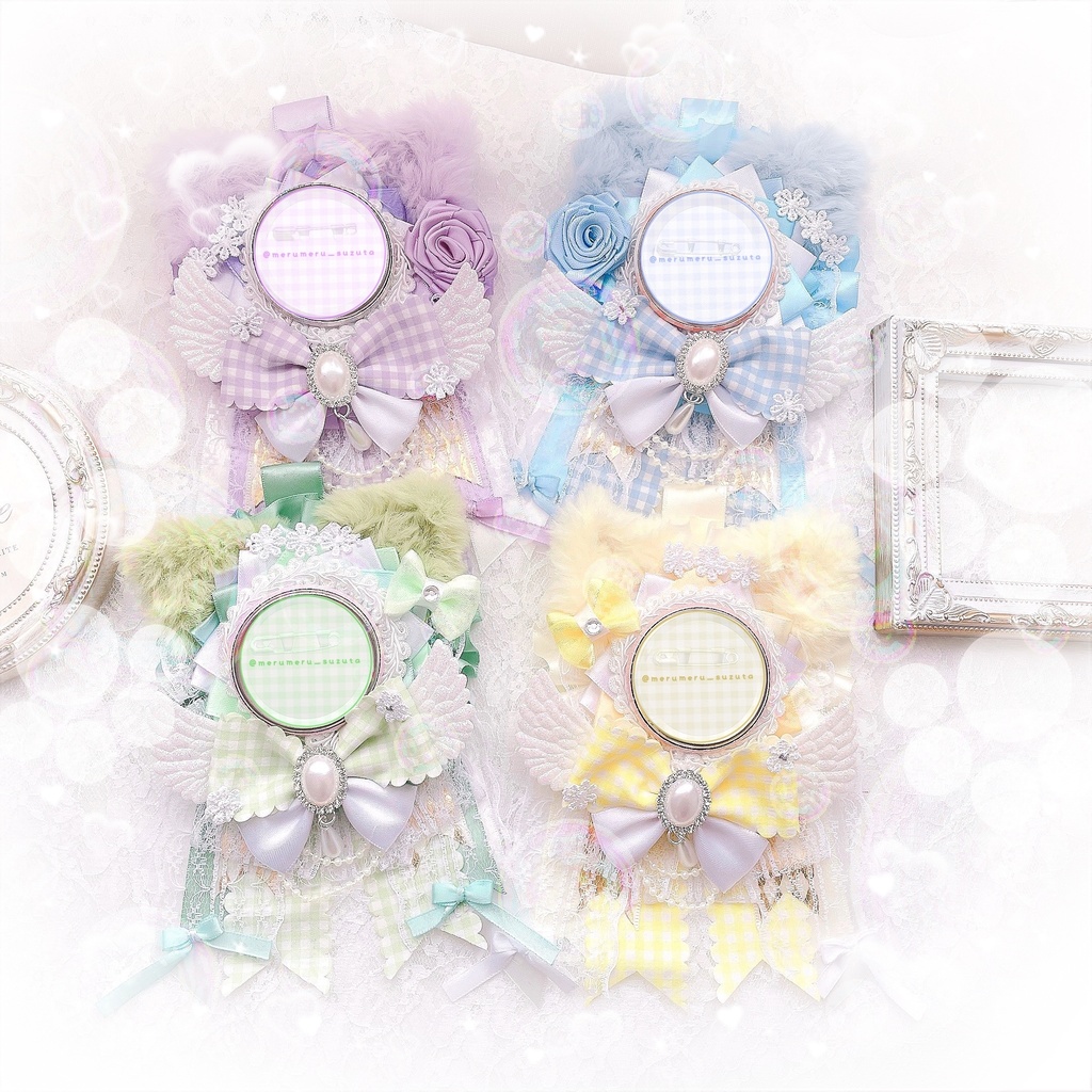 痛ロゼット 黄緑 緑 グリーン ミルク猫ちゃん モコモコ猫耳付き 🐱💚