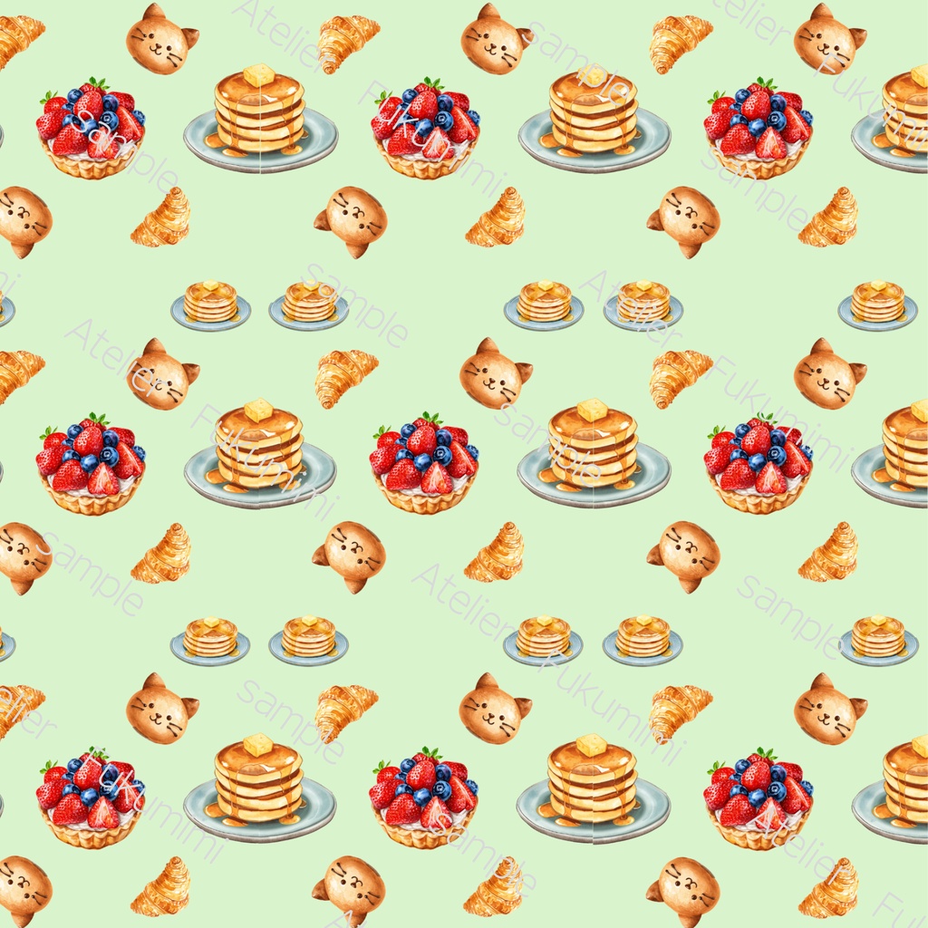 デジタルペーパー スウィーツ柄×パン柄 7色セット 2000×2000px