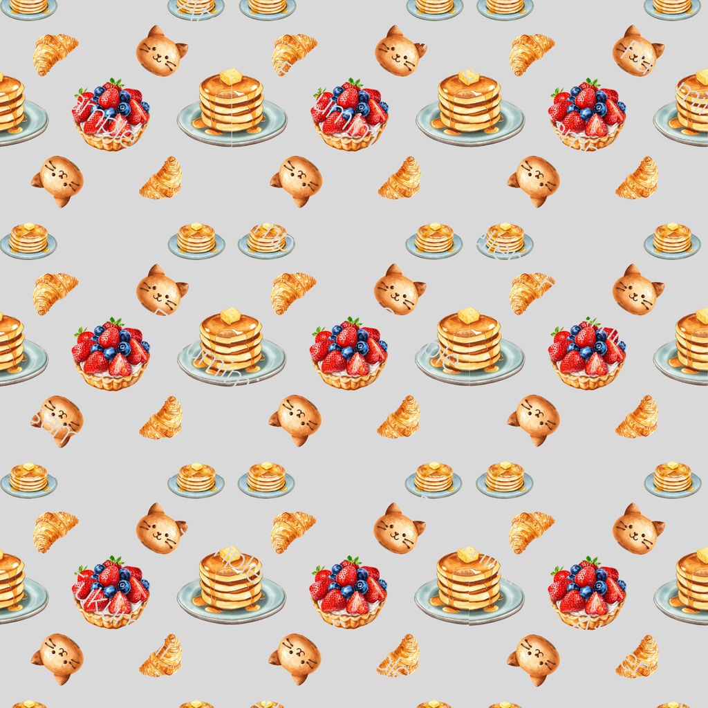 デジタルペーパー スウィーツ柄×パン柄 7色セット 2000×2000px