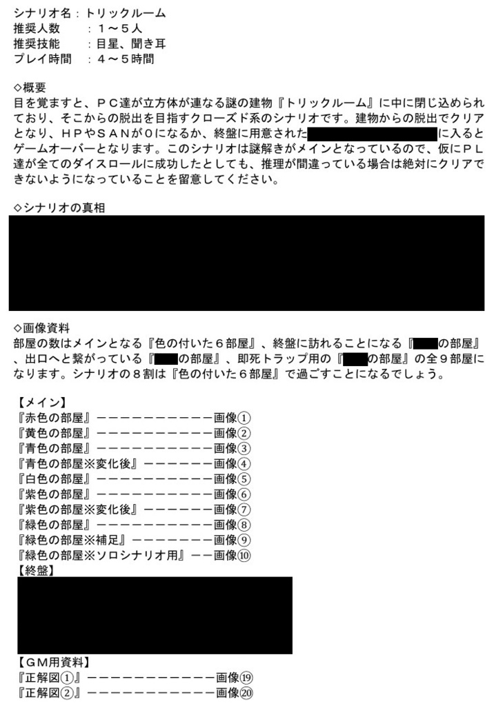 クトゥルフ神話TRPG『トリックルーム』