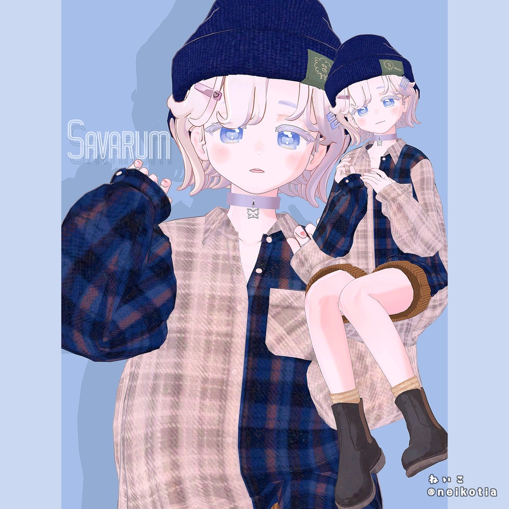 【8アバター対応】ネルシャツ着回しコーデ|リアクロカジュアルセット / Flannel Shirt Outfit【VRChat】