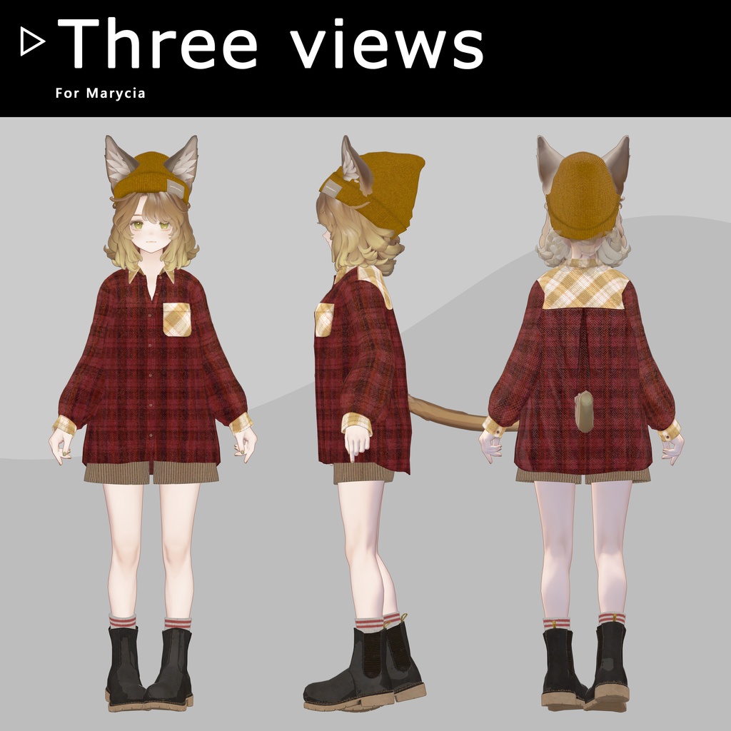 【8アバター対応】ネルシャツ着回しコーデ|リアクロカジュアルセット / Flannel Shirt Outfit【VRChat】