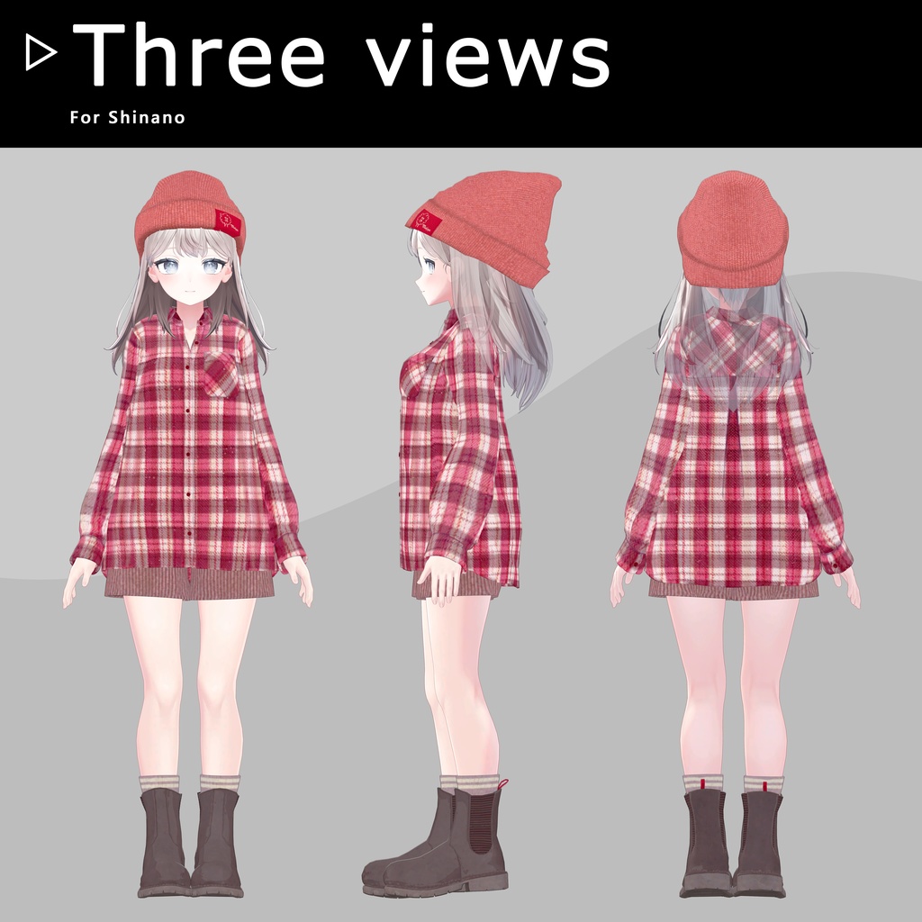 【8アバター対応】ネルシャツ着回しコーデ|リアクロカジュアルセット / Flannel Shirt Outfit【VRChat】