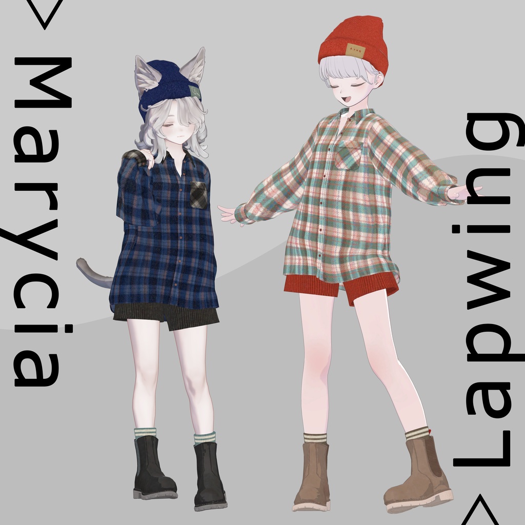 【8アバター対応】ネルシャツ着回しコーデ|リアクロカジュアルセット / Flannel Shirt Outfit【VRChat】