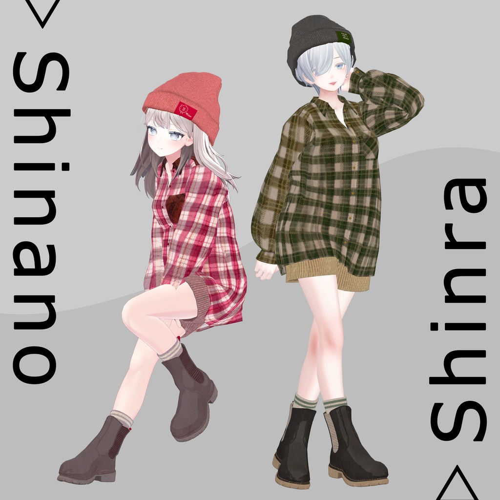 【8アバター対応】ネルシャツ着回しコーデ|リアクロカジュアルセット / Flannel Shirt Outfit【VRChat】