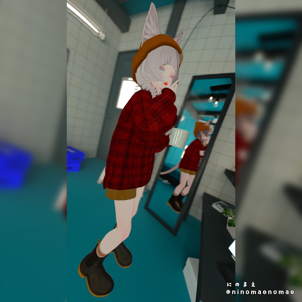 【8アバター対応】ネルシャツ着回しコーデ|リアクロカジュアルセット / Flannel Shirt Outfit【VRChat】