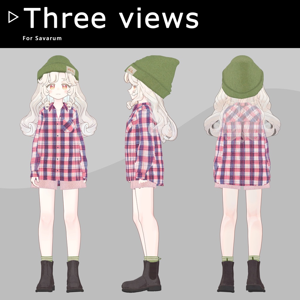 【8アバター対応】ネルシャツ着回しコーデ|リアクロカジュアルセット / Flannel Shirt Outfit【VRChat】