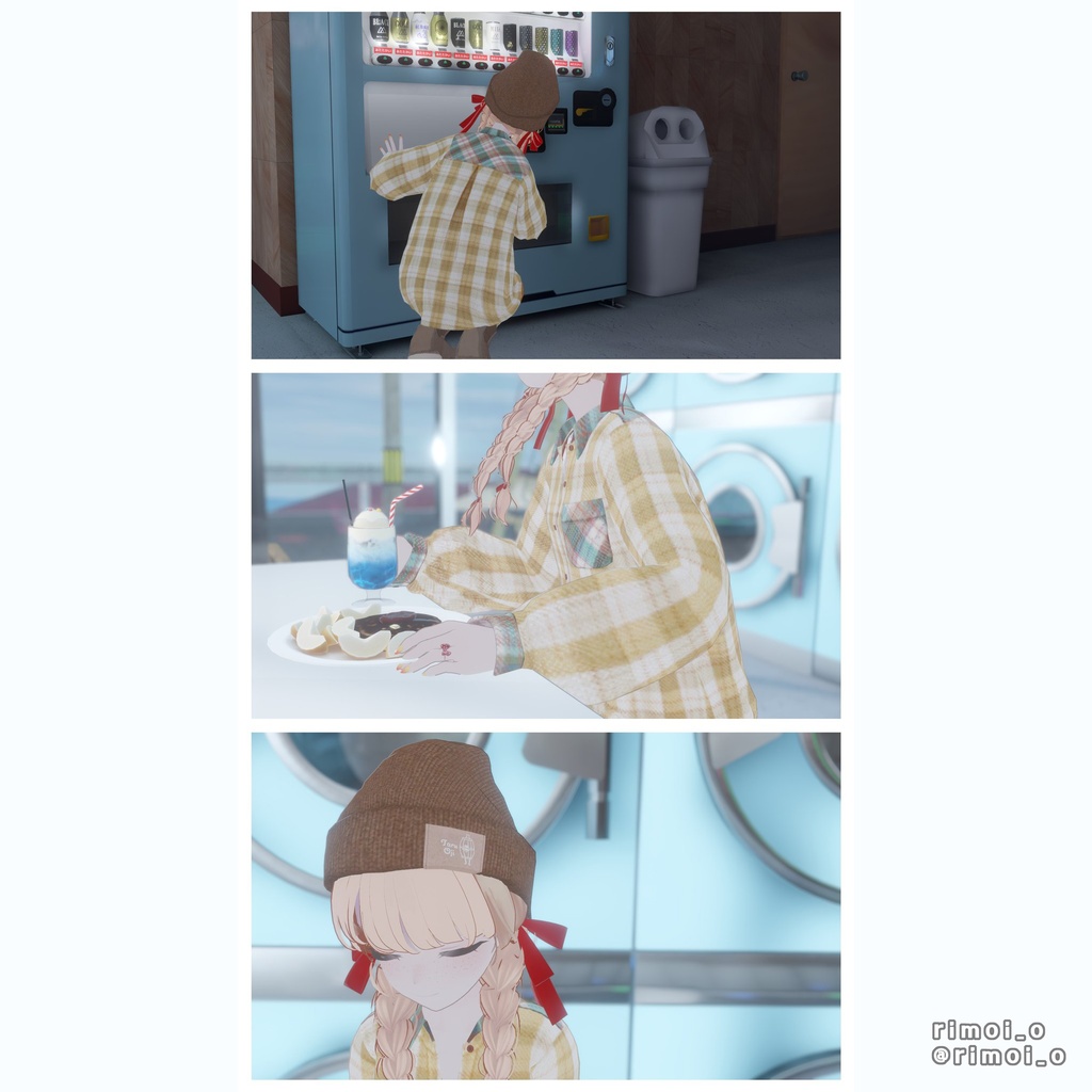 【8アバター対応】ネルシャツ着回しコーデ|リアクロカジュアルセット / Flannel Shirt Outfit【VRChat】