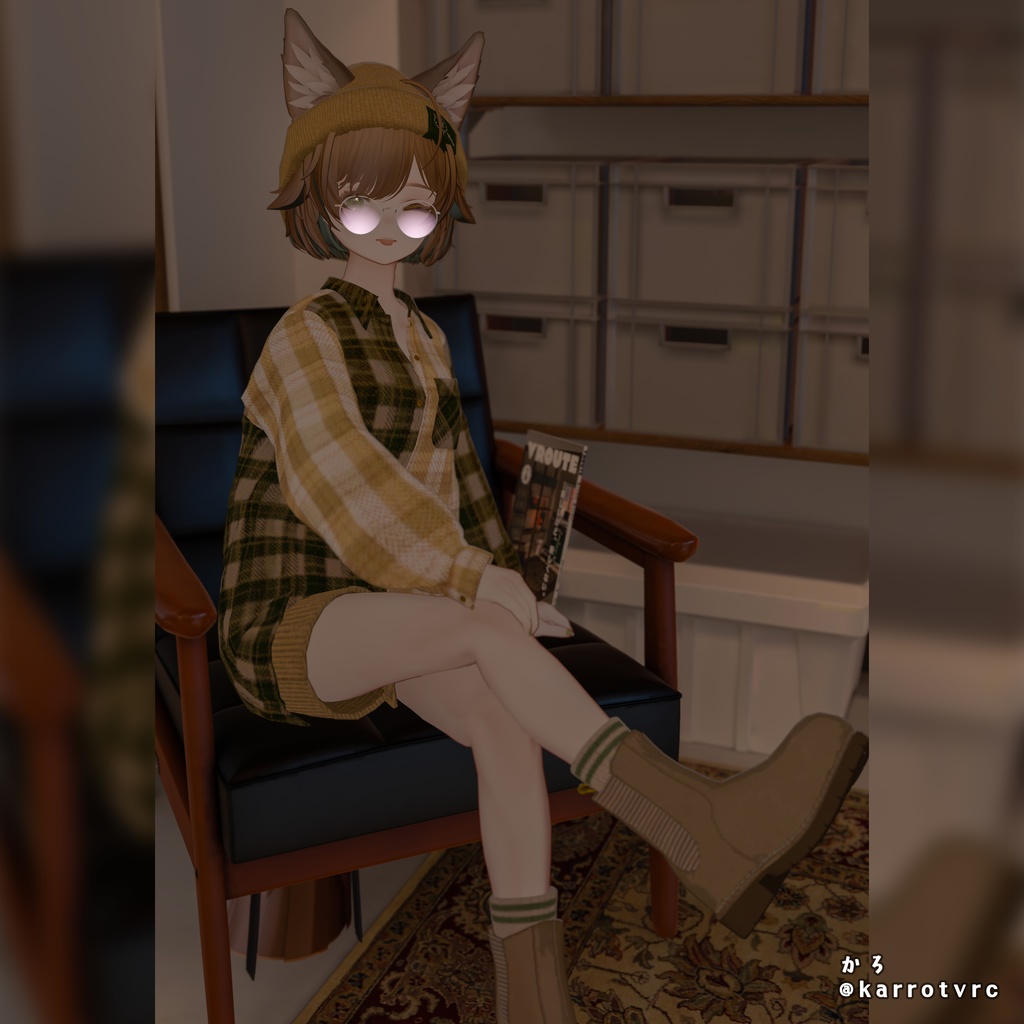 【8アバター対応】ネルシャツ着回しコーデ|リアクロカジュアルセット / Flannel Shirt Outfit【VRChat】