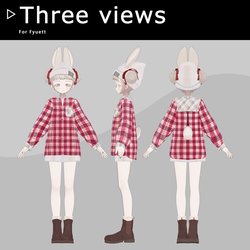 【8アバター対応】ネルシャツ着回しコーデ|リアクロカジュアルセット / Flannel Shirt Outfit【VRChat】