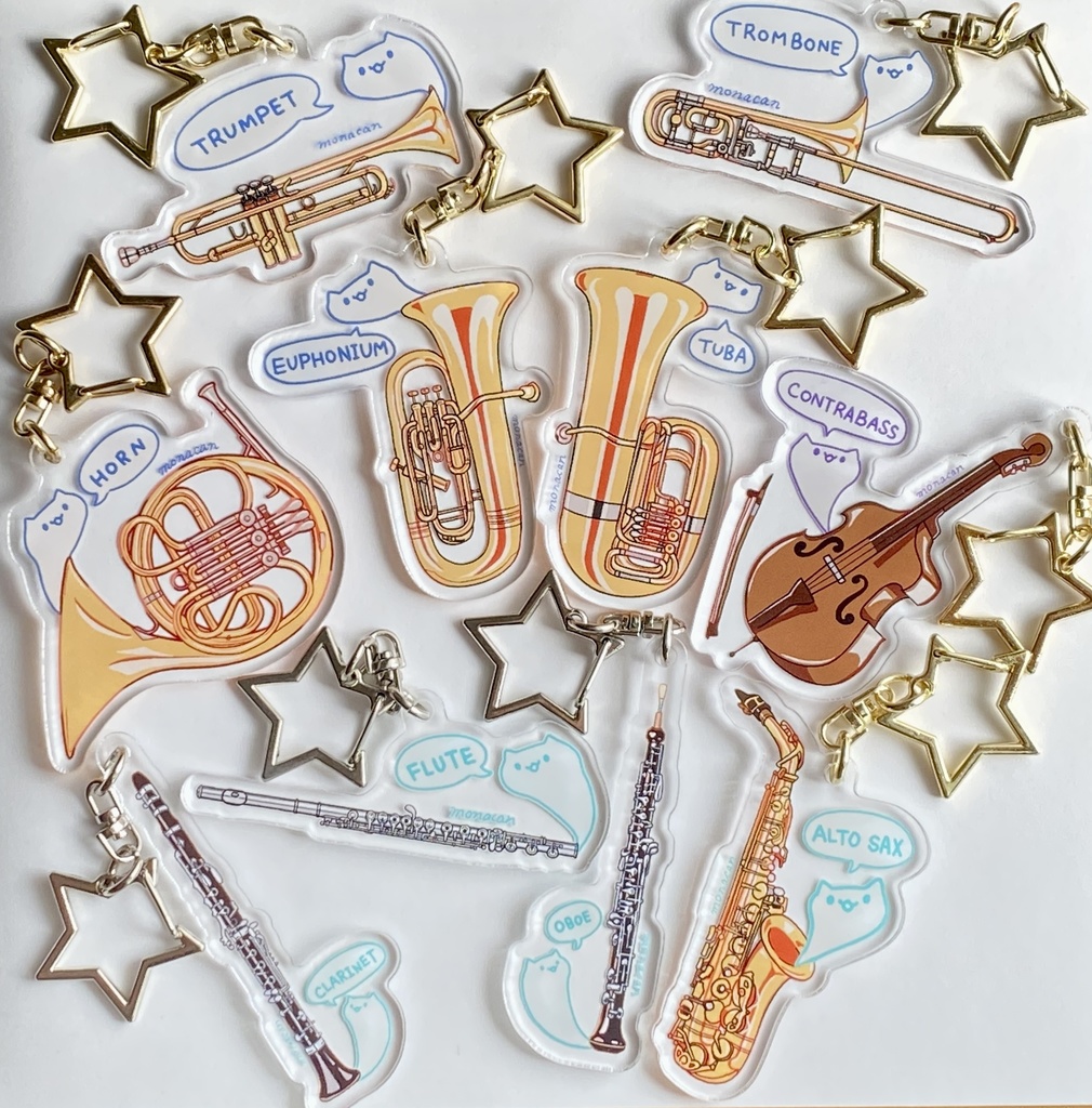 楽器ねこアクリルキーホルダー