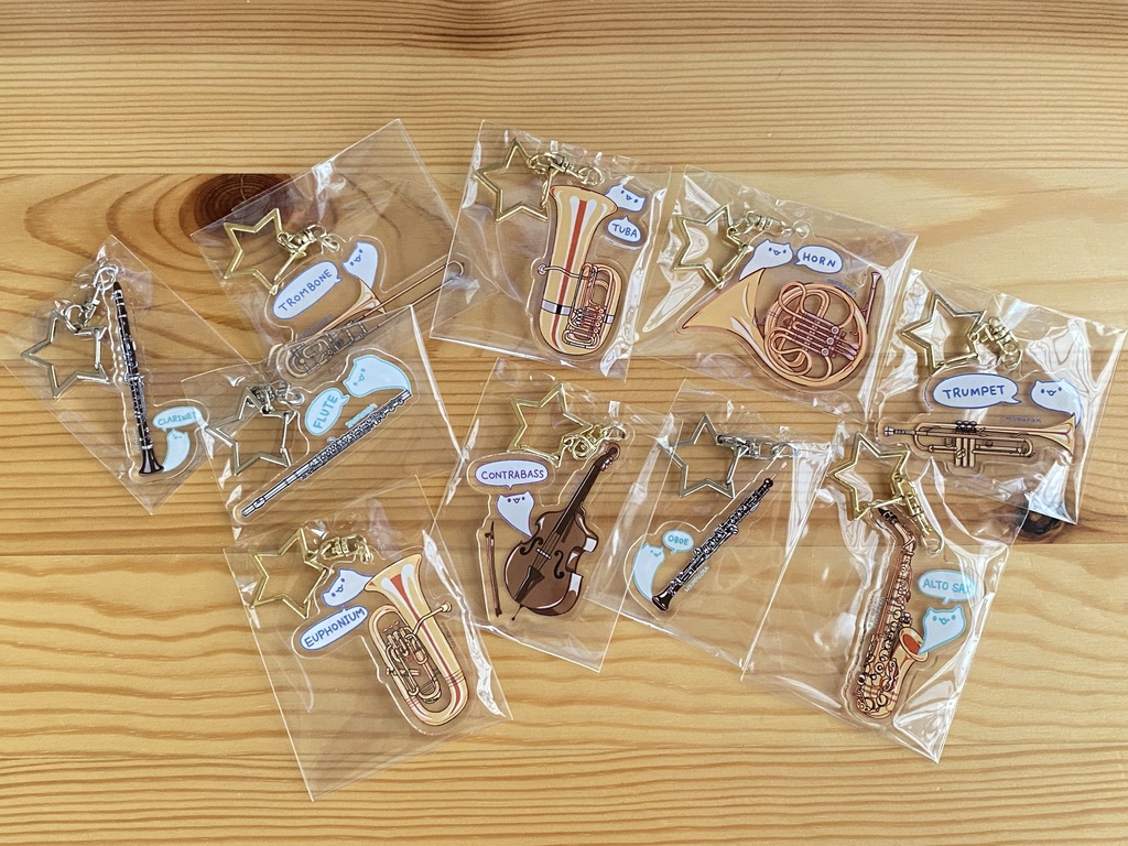 【次回のオーダーは12月】楽器ねこアクリルキーホルダー