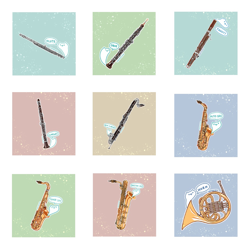 ハンカチタオル【楽器ねこ・論破ねこ・手話ねこ】