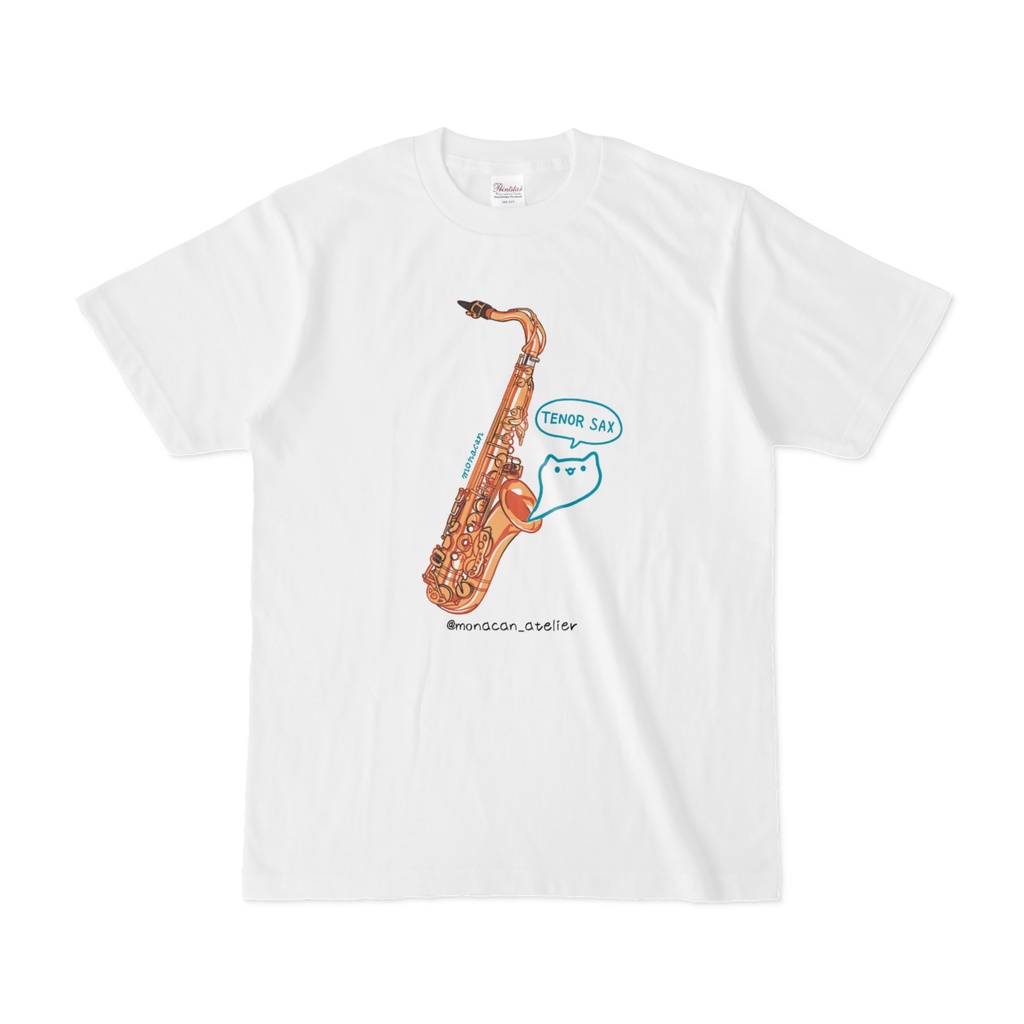 楽器ねこTシャツ【テナーサックス】