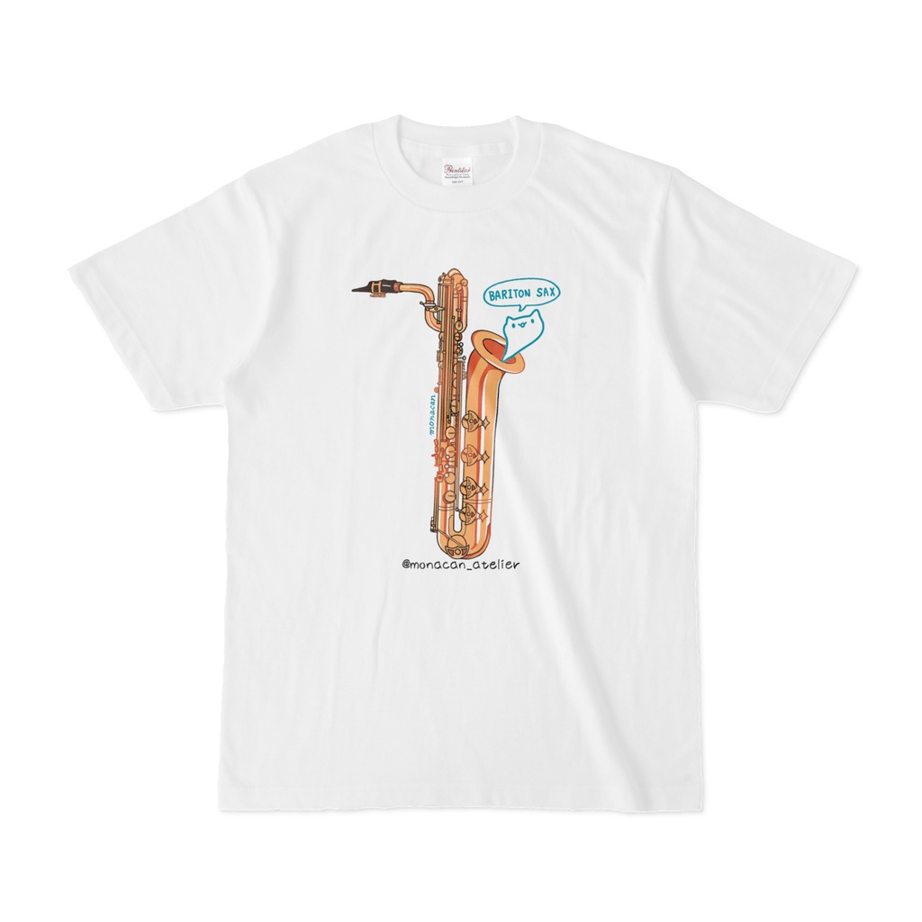 楽器ねこTシャツ【バリトンサックス】