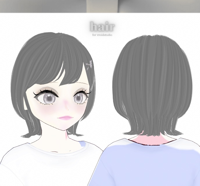 ふんわり外ハネヘア-ヘアピン付き-【髪色3色テクスチャー付き】