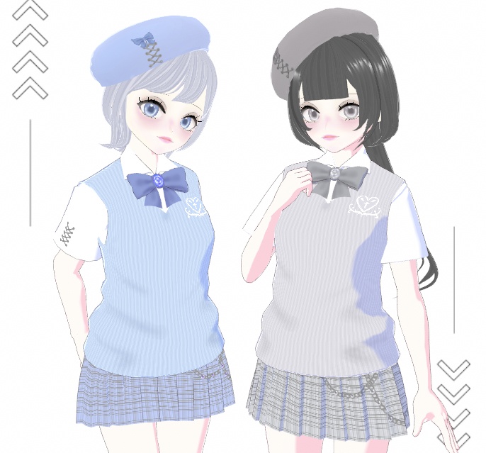 制服+ベレー帽SET 3color -vroid-