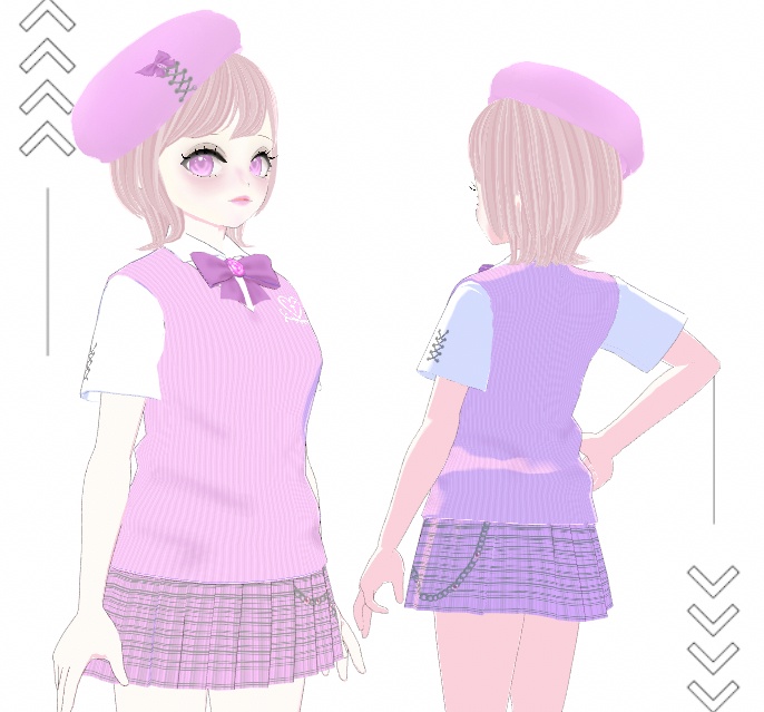 制服+ベレー帽SET 3color -vroid-