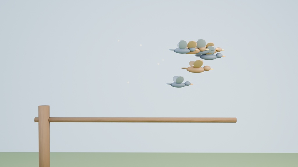 鳥エフェクト Blenderファイル（キャッシュ付き）