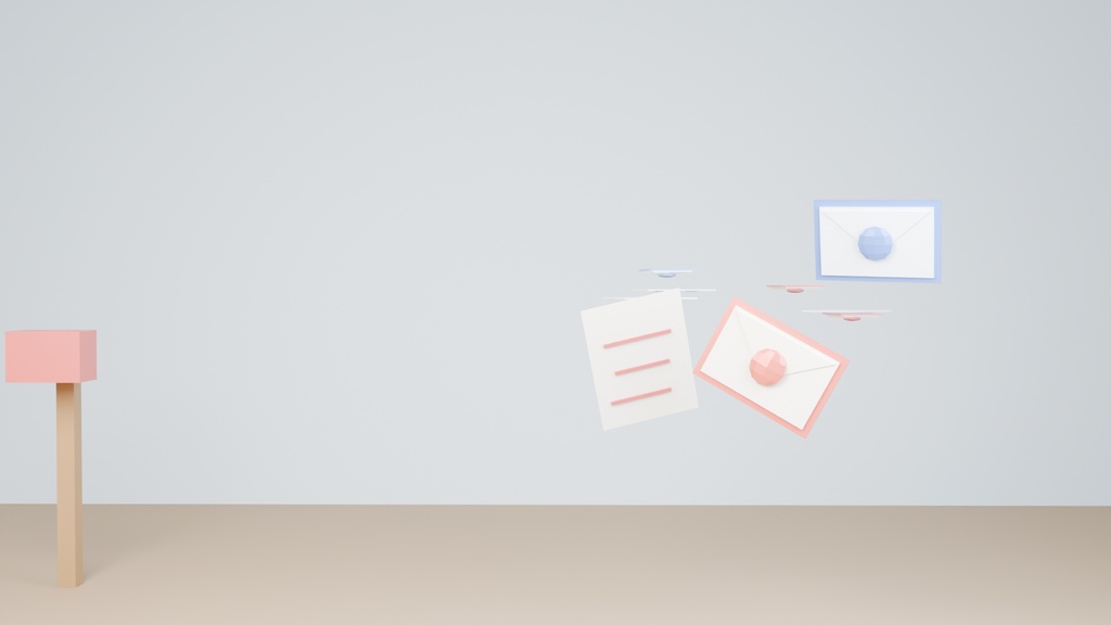 手紙エフェクト Blenderファイル（キャッシュ付き）