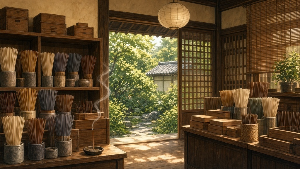 背景素材4枚（昼の線香屋・雪の一本道・夜の床の間・雨の紫陽花小路）