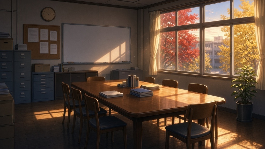学園背景｜生徒会室・秋の晴れた午後