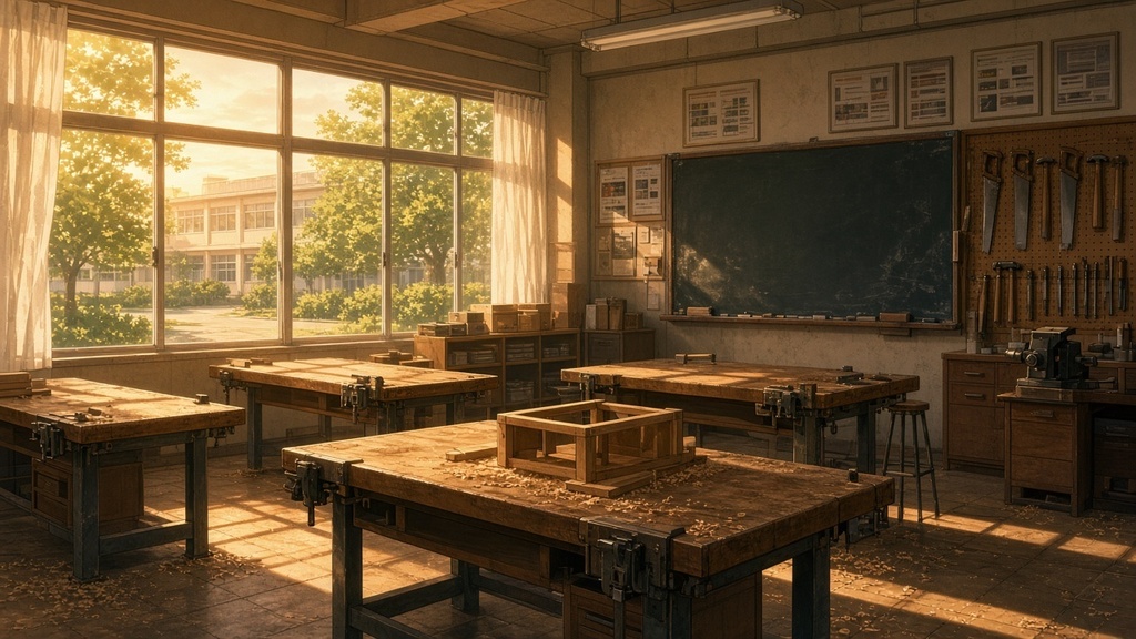 学園背景|夕暮れの技術室