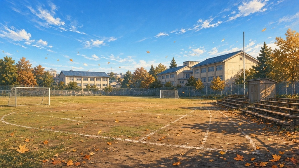 学園背景｜秋晴れの校庭