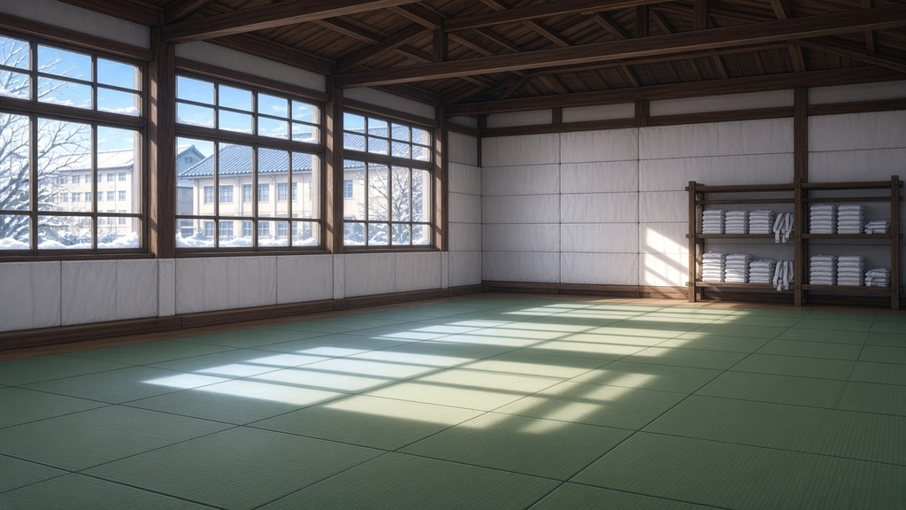 学園背景｜冬晴れの柔道場