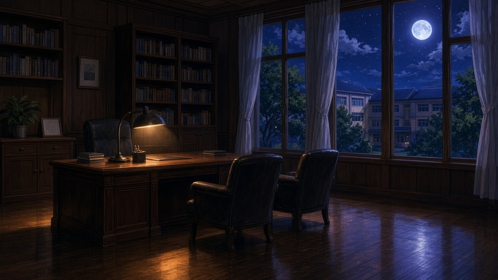 学園背景|夏の月夜の校長室