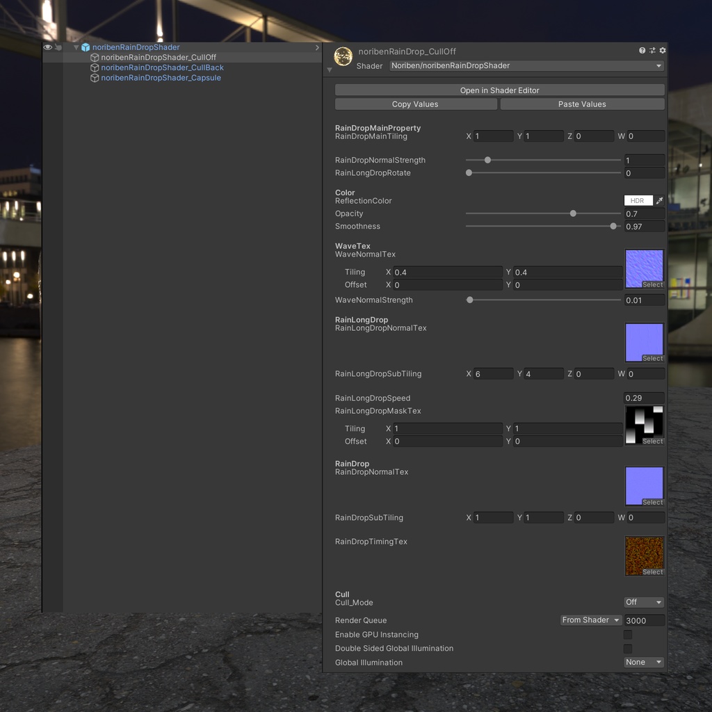 軽量雨粒シェーダー / RainDropShader