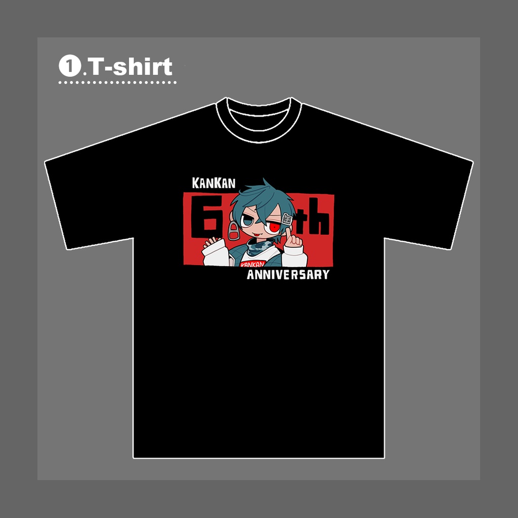 【缶缶6周年記念セット】Tシャツ・アクリルキーホルダー・オーロラクリアポーチ・ステッカーセット※受注生産