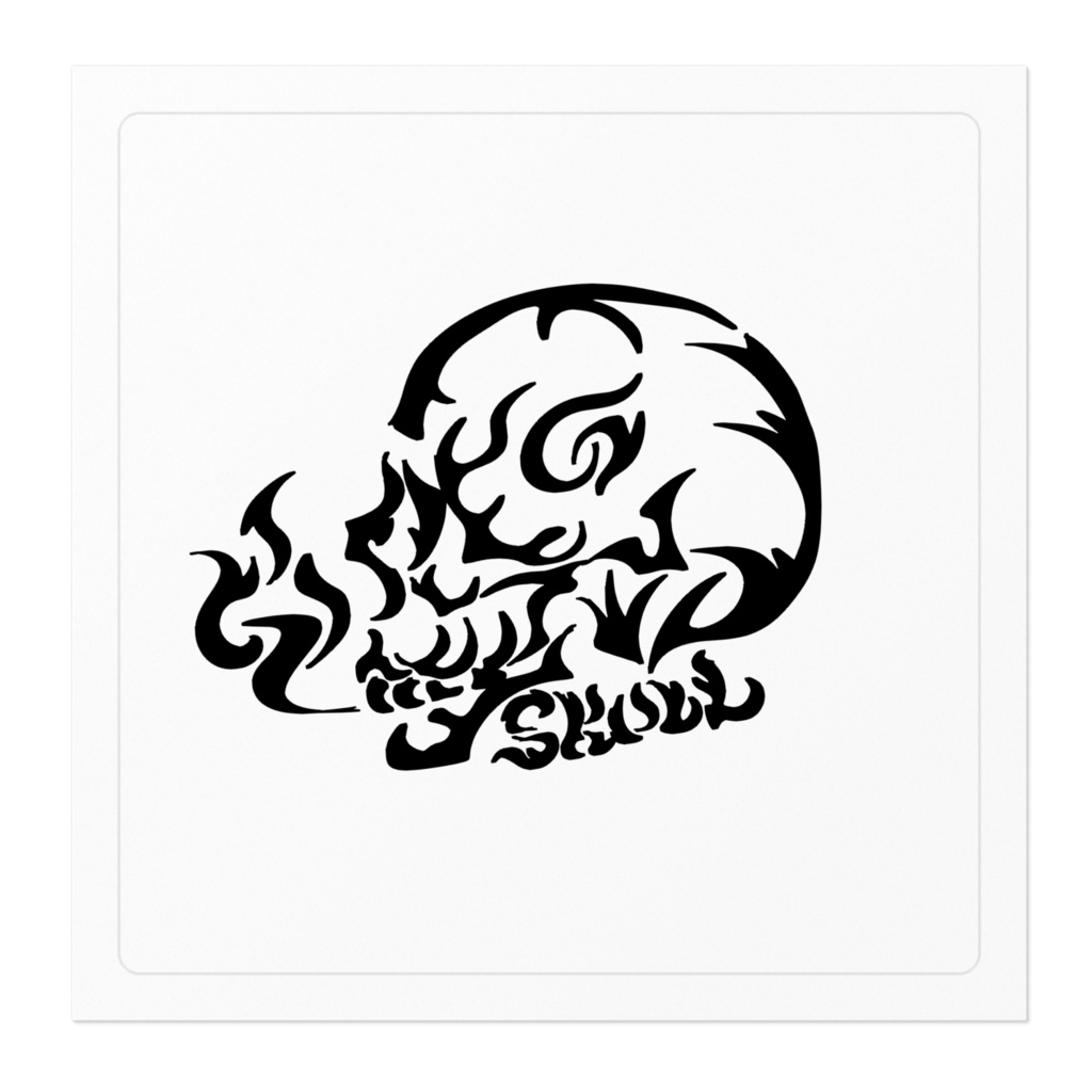 トライバル風スカルステッカー(白)