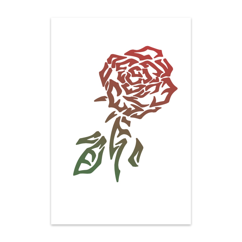 トライバル風薔薇ポストカード
