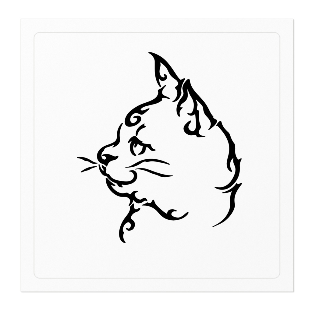 トライバル風猫 ホワイトステッカー