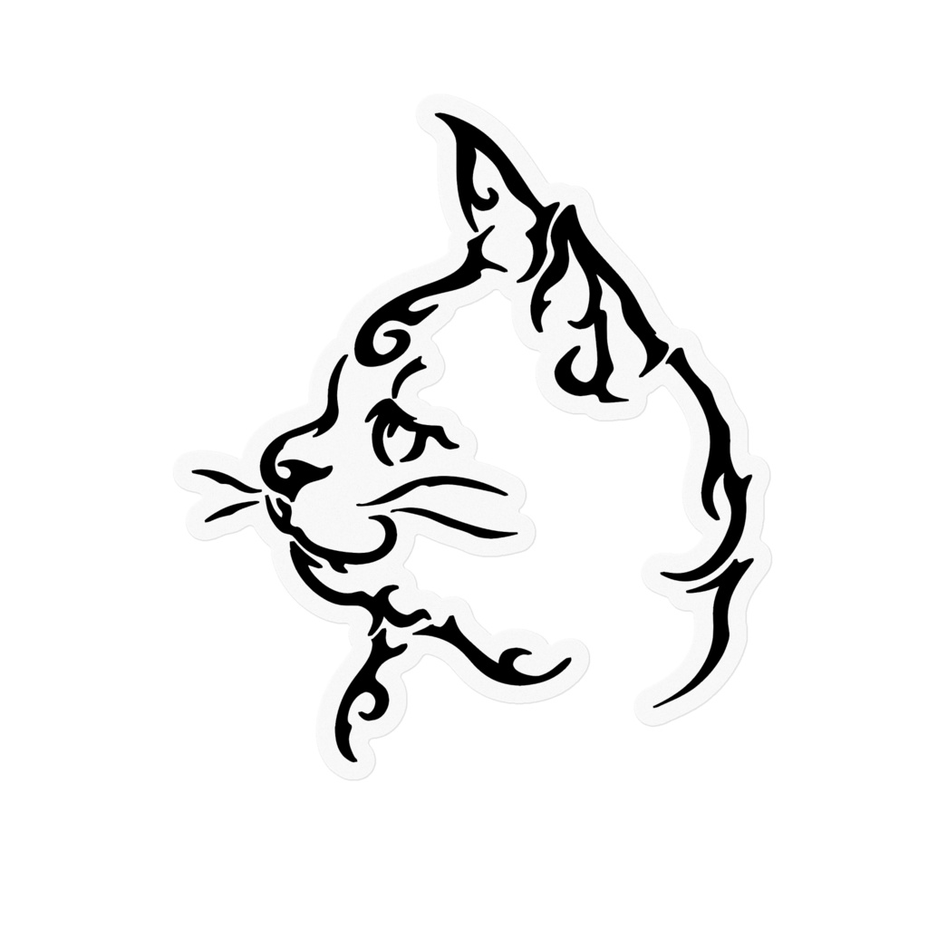 トライバル風猫 クリアステッカー