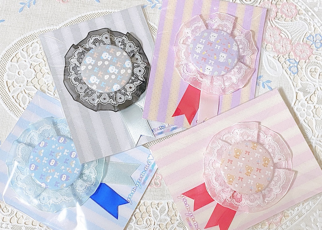 【缶バッジ】あにまるロゼット風缶バッジ