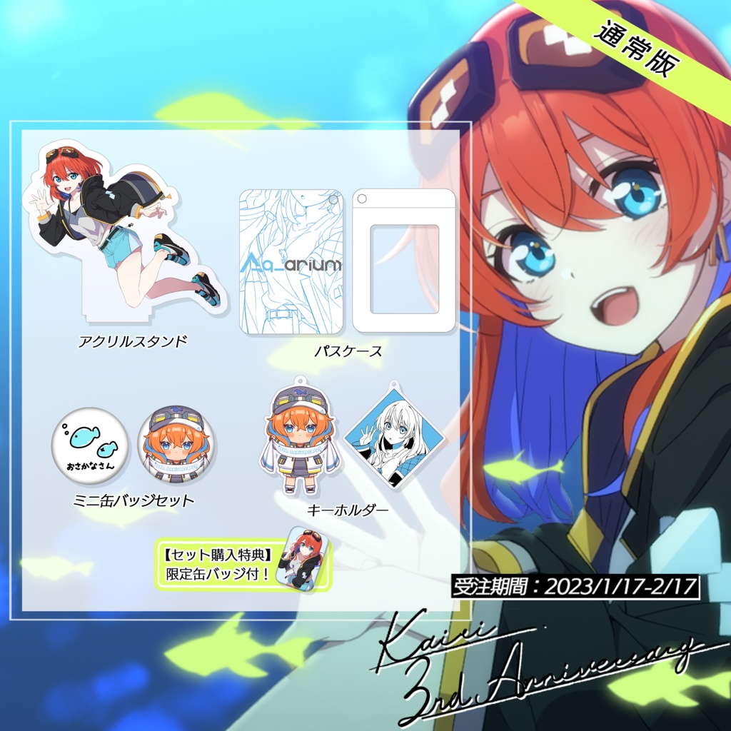 【通常版】多々星カイリ 活動3周年記念グッズ コンプリートセット【限定缶バッジ付】