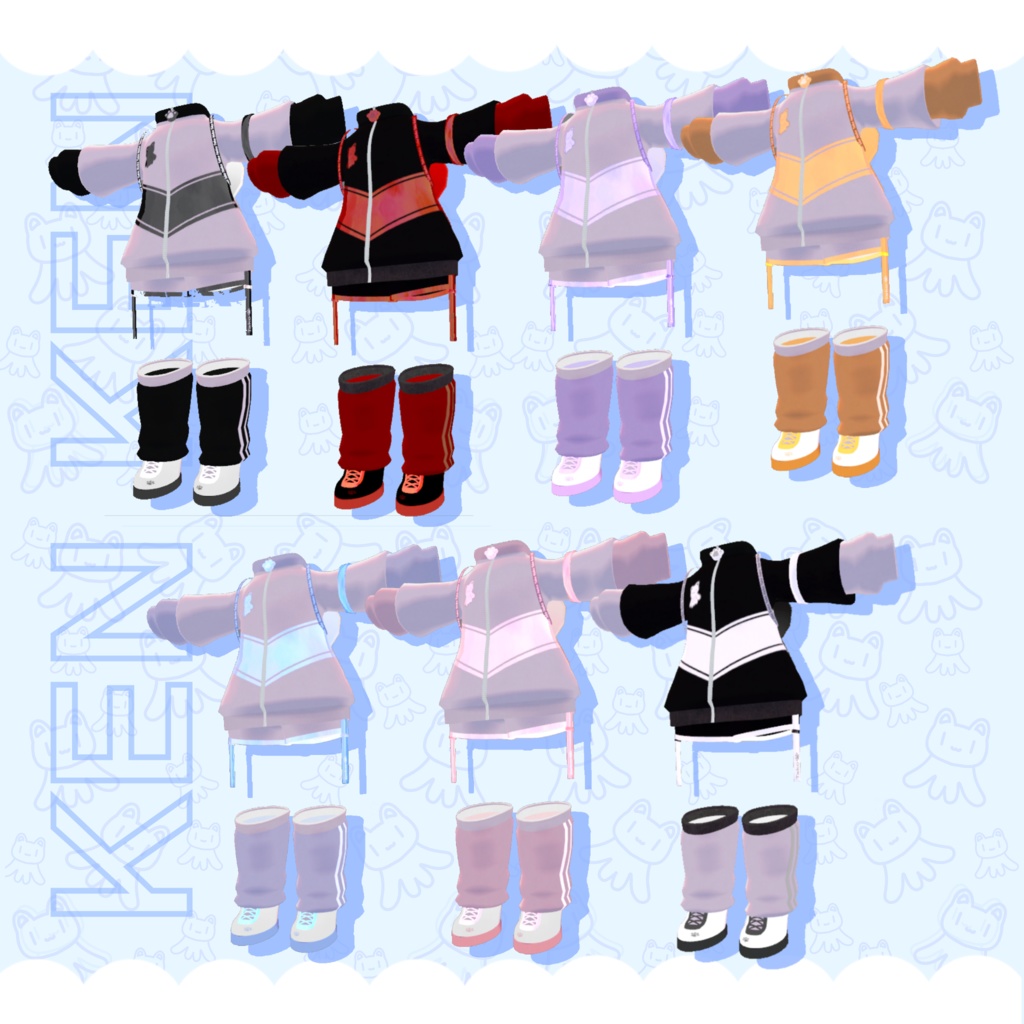 衣裝【【Chalo】】【灰島-haishima-】 【リナ-Lina-】【路地裏のネオ】 【VRChat対応】TAKO NEKO sportswear