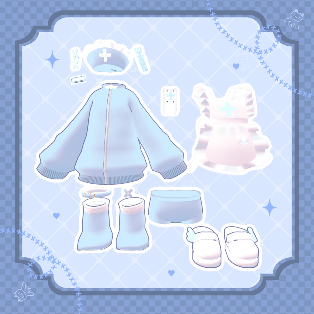 衣裝【まめひなた・キプフェル】ナースメイド  全10色 【VRChat対応】
