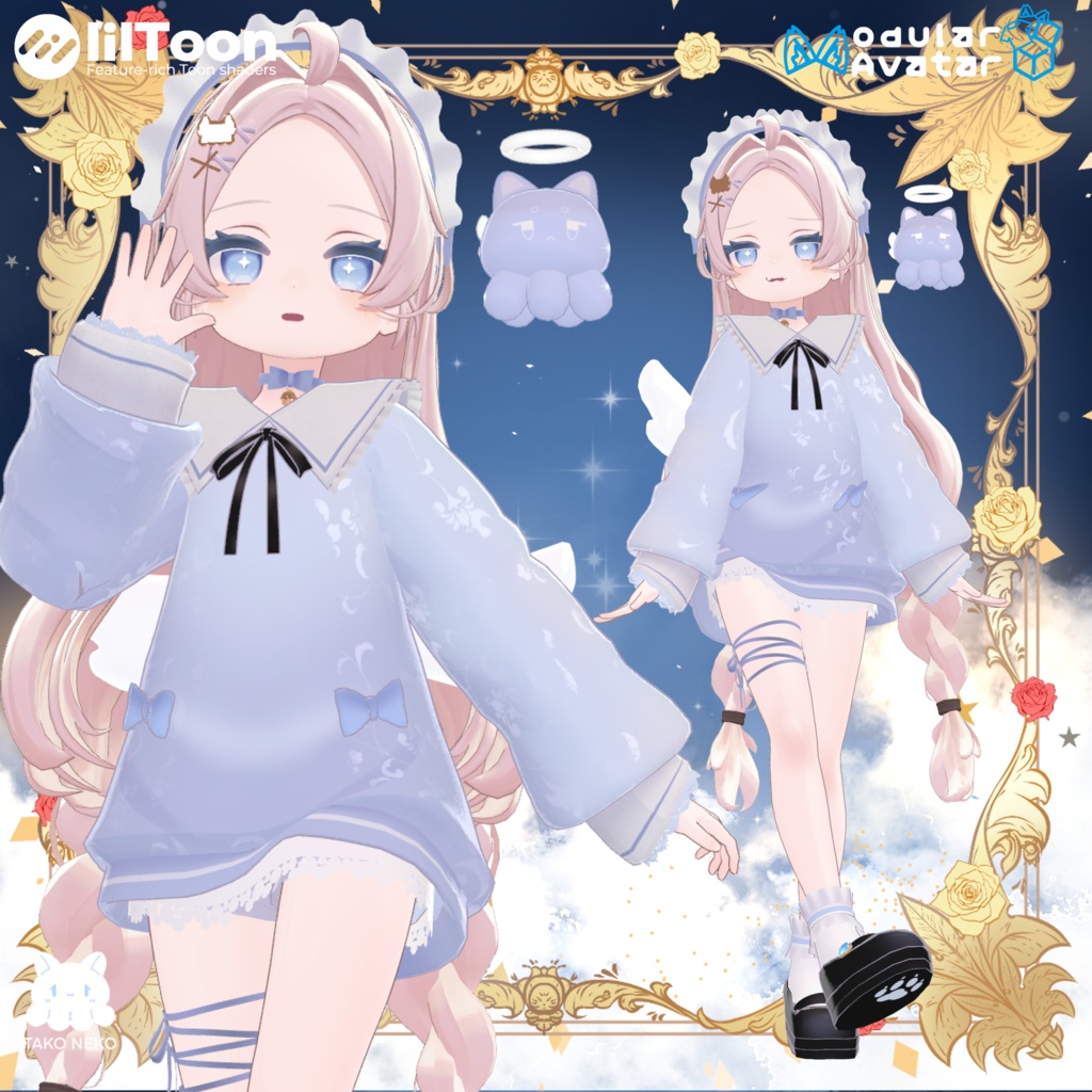 ✨セール中✦衣裝【まめふれんず・えも研・Nochica -ノーチカ-ぽわり】🖤✨クロネ Kurone全5色✨【複数アバター対応】🖤 【VRChat対応】✦