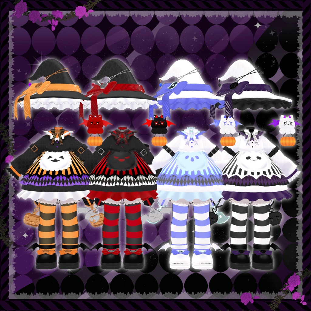 🎃衣裝【リナ-Lina-】 【Liebe リーベ】【灰島-haishima-】【pato】 🎃🍭🍫✨🍬パンプキンパーティー 🎃全4色✨🎃【VRChat対応】✦ Halloween
