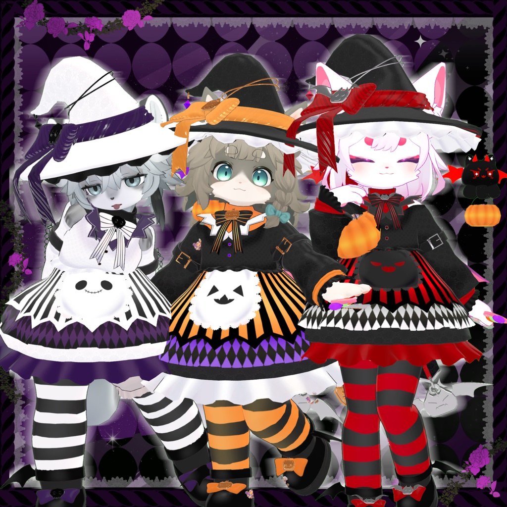 🎃衣裝【リナ-Lina-】 【Liebe リーベ】【灰島-haishima-】【pato】 🎃🍭🍫✨🍬パンプキンパーティー 🎃全4色✨🎃【VRChat対応】✦ Halloween