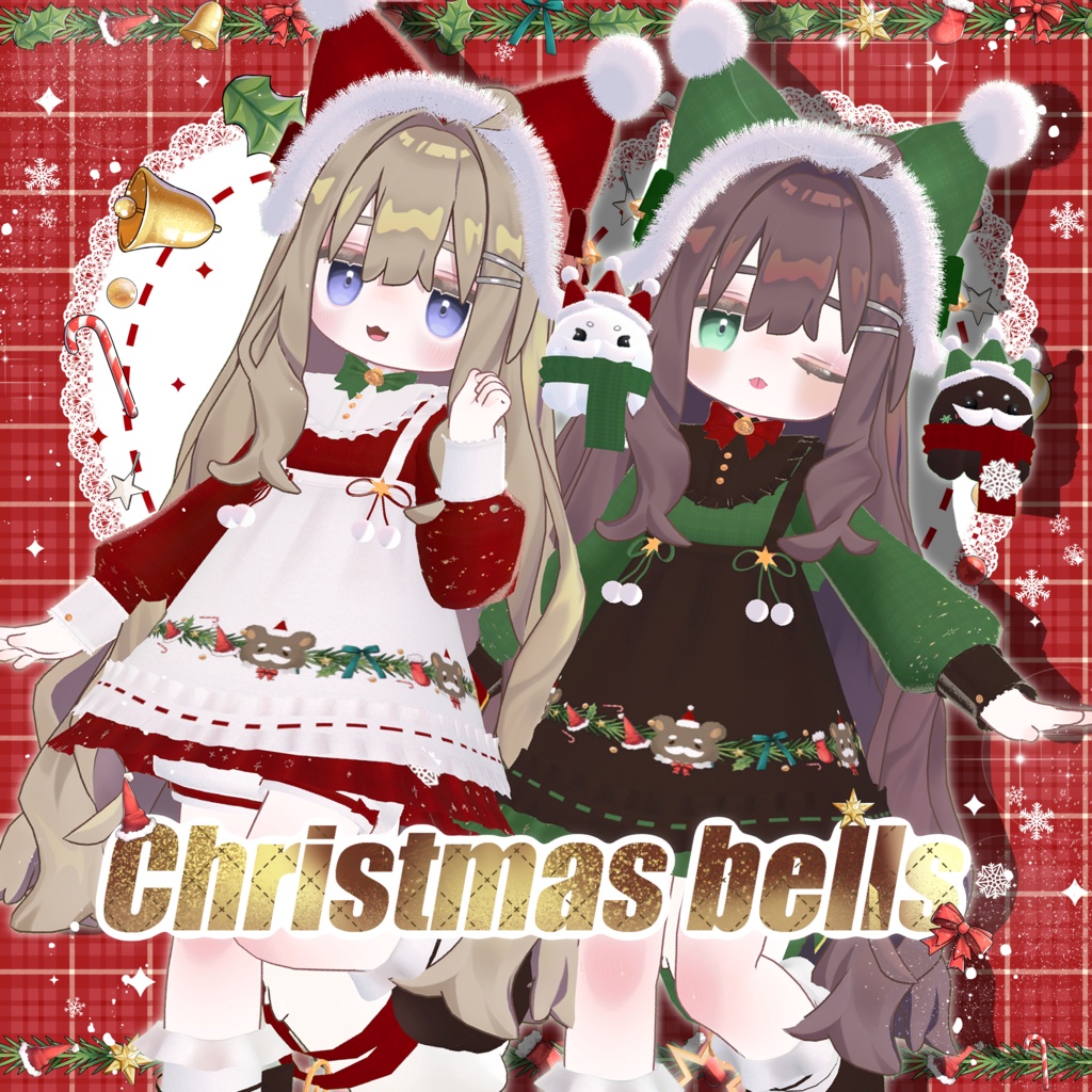 🎄✨🎁衣裝【まめふれんず・Nochica -ノーチカ-】🎄✨🎁✨クリスマスベル✨全11色【複数アバター対応】🎁 【VRChat対応】✦