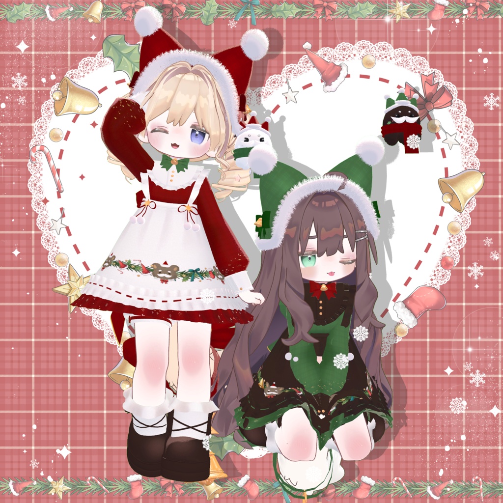 🎄✨🎁衣裝【まめふれんず・Nochica -ノーチカ-】🎄✨🎁✨クリスマスベル✨全11色【複数アバター対応】🎁 【VRChat対応】✦