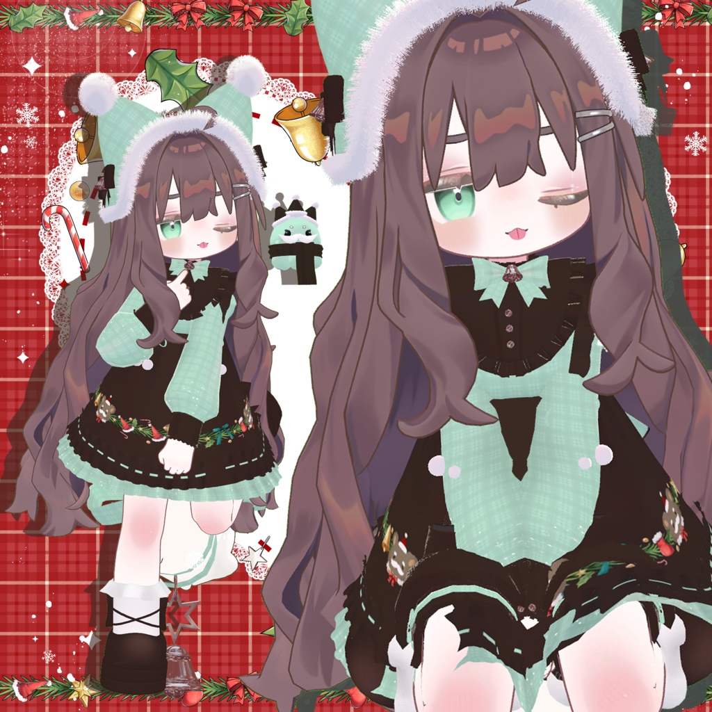 🎄✨🎁衣裝【まめふれんず・Nochica -ノーチカ-】🎄✨🎁✨クリスマスベル✨全11色【複数アバター対応】🎁 【VRChat対応】✦