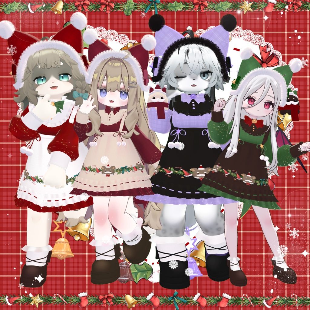 🎄✨🎁セール中✨衣裝【リナ-Lina-】 【灰島-haishima-】🎄✨🎁✨クリスマスベル✨全11色【複数アバター対応】🎁 【VRChat対応】✦