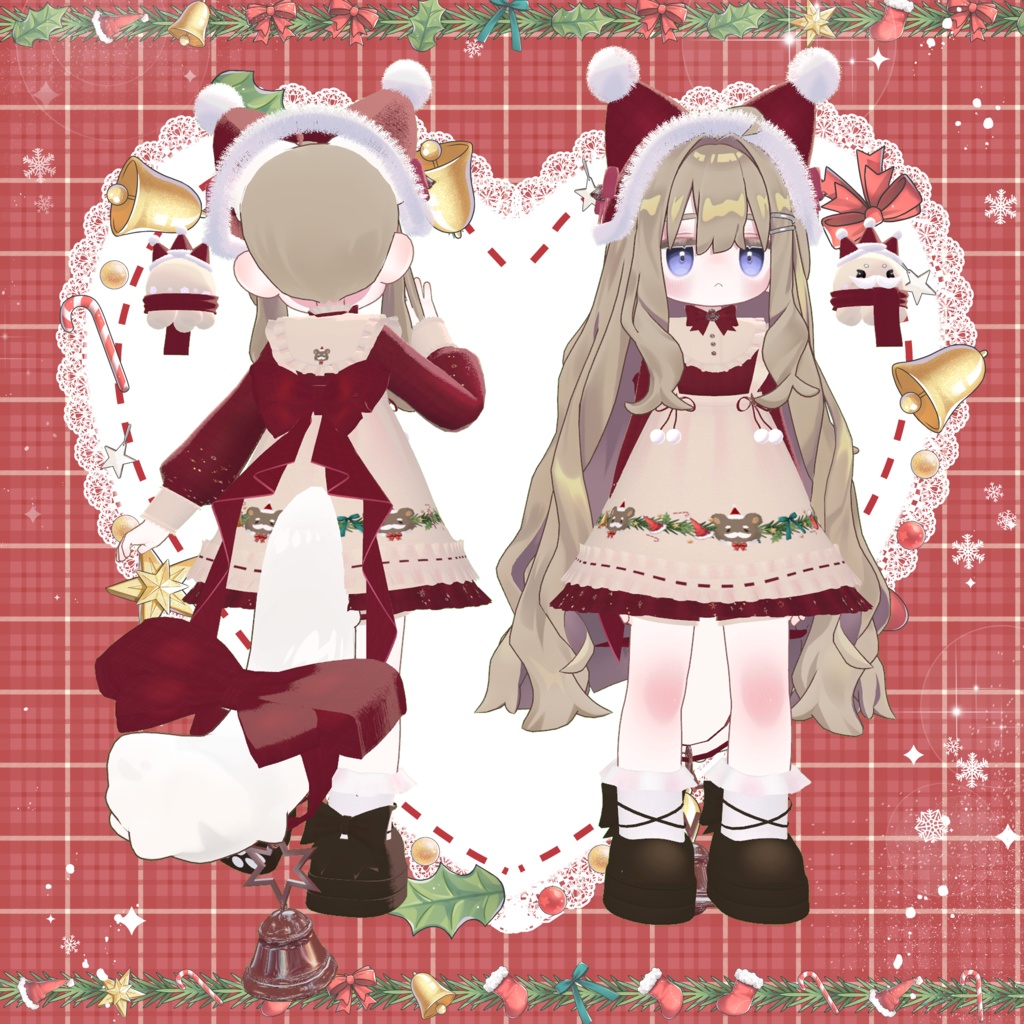 🎄✨🎁セール中✨衣裝【リナ-Lina-】 【灰島-haishima-】🎄✨🎁✨クリスマスベル✨全11色【複数アバター対応】🎁 【VRChat対応】✦